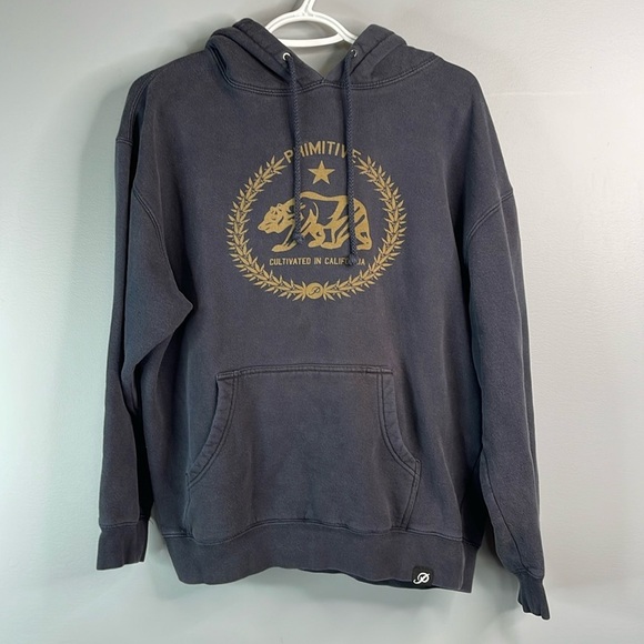 PRIMITIVE Mens Graphic Hoodie Black Gold Pullover Long Sleeve Kangaroo Pocket M - Picture 9 of 9